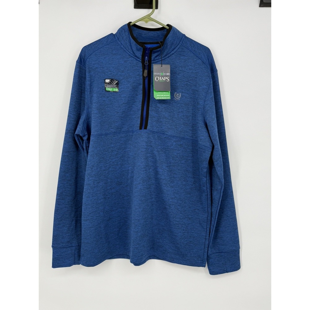 Chaps Men's Long Sleeve 1/4 Zip Blue NWT